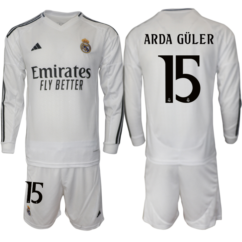 Men 2024-2025 Club Real Madrid home Long Sleeves White #15 Soccer Jersey